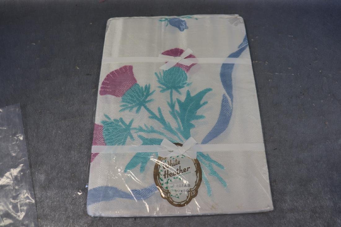 Vintage 1940 White Heather Tablecloth: Old store stock, in original package, from Great Britain, 30x50".