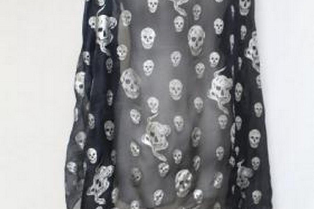 Vintage Alexander McQueen Silk Skull Scarf: silk fabric, great condition - 40x45