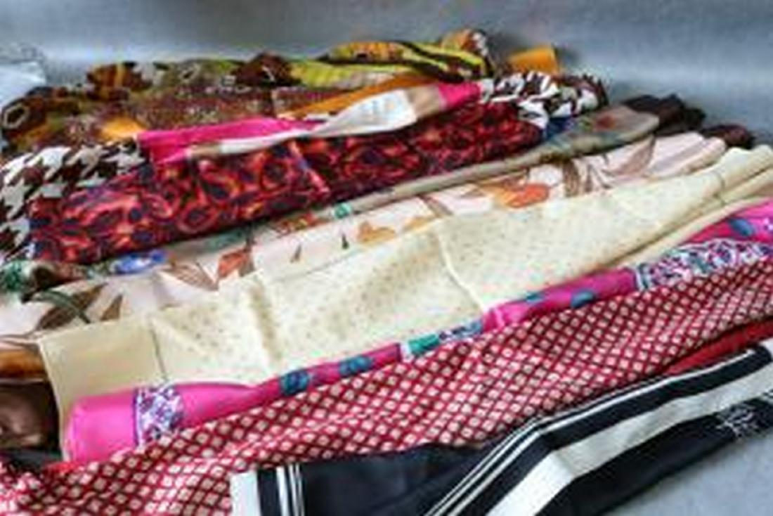Vintage Lot of 10 Assorted Scarves: Patricia Paris, Specialty House Inc 100% silk, Givenchy silk, lightweight wool, 2 Sunkyung Sa, Esicba and others