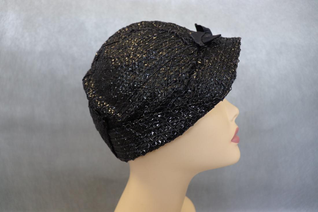 Vintage 1930's Raffia Cloche Style Hat: With Label, Paris, measures 21" around inside brim. In great condition.