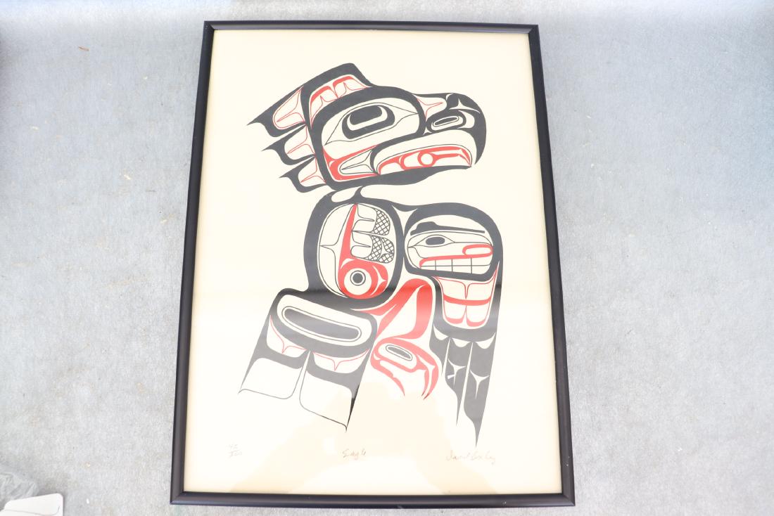 David Boxley, Limited Ed 42/200, Signed Print Eagle: David Boxley Tsimshian Indian Artist, approx. 11x 15" framed. Great condition.