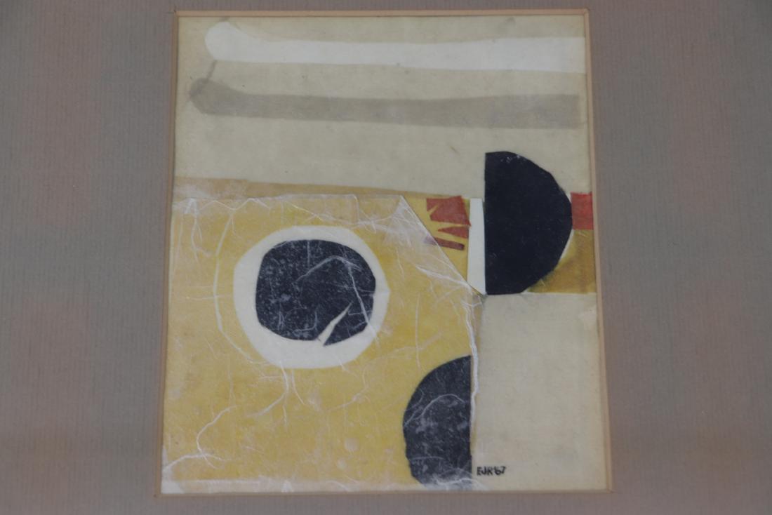 Dark Moon Collage by Elleanor Rosenfeld, 1967: approx. 5 1/4 x 4 3/8, nicely framed and matted, approx. 10 1/2 x 11 3/4