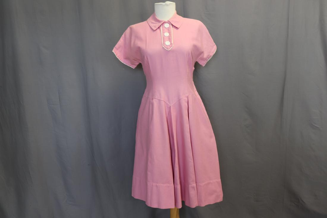 Vintage 1940's Pink Cotton Picot Dress (1 of 5)