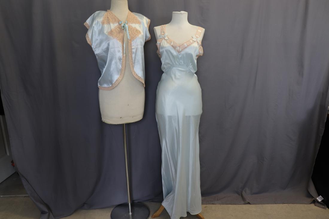 1940's Bias Cut Nightgown Negligee and Bed Jacket (1 of 6)