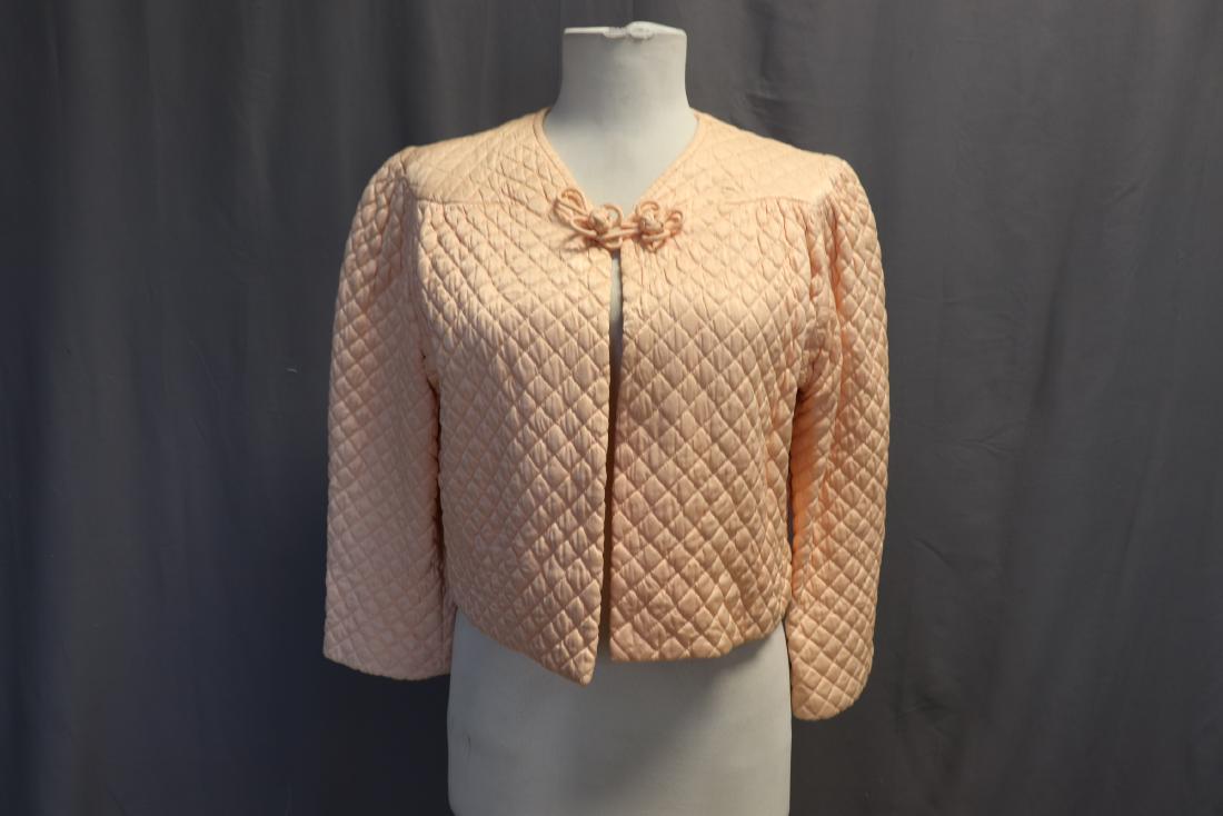 1940's 'Barbizon' Peach Quilted Bed Jacket (1 of 6)