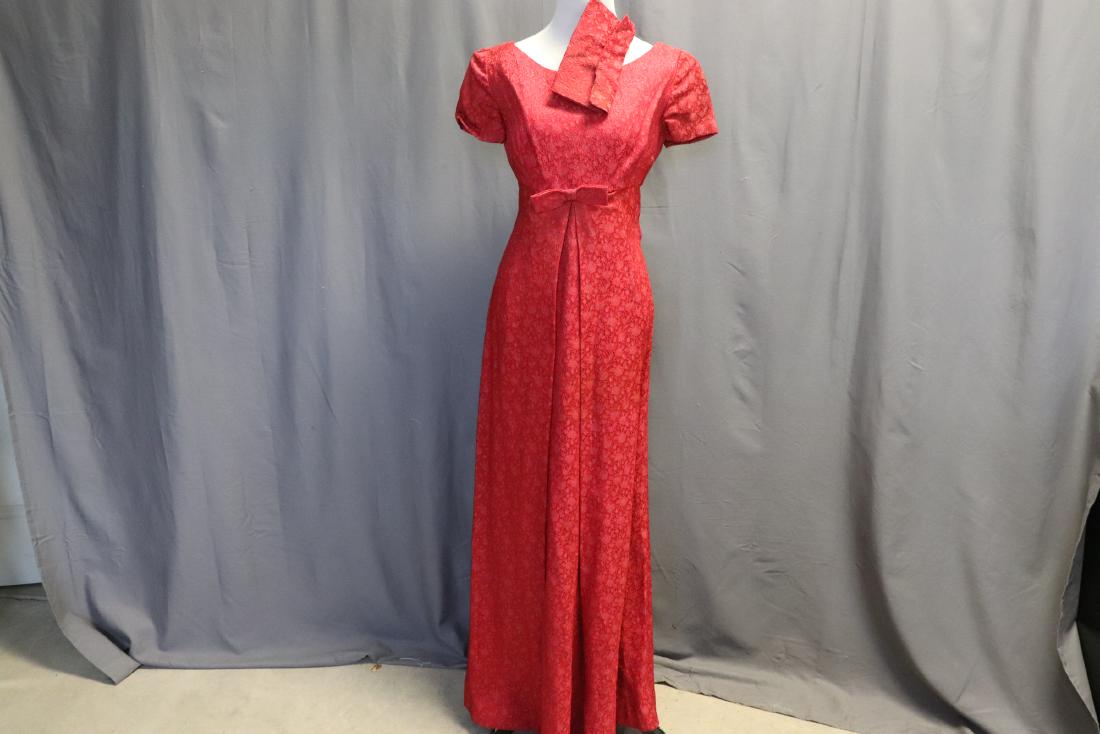 Vintage 1960's Red Brocade Evening Gown (1 of 6)