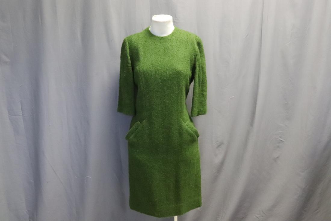 1950's Green Wool Boucle Shift Dress (1 of 5)