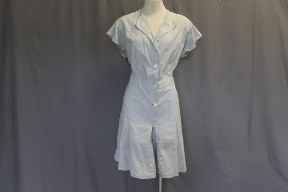 Vintage 1960 Blue Chambray Culotte Dress (1 of 9)