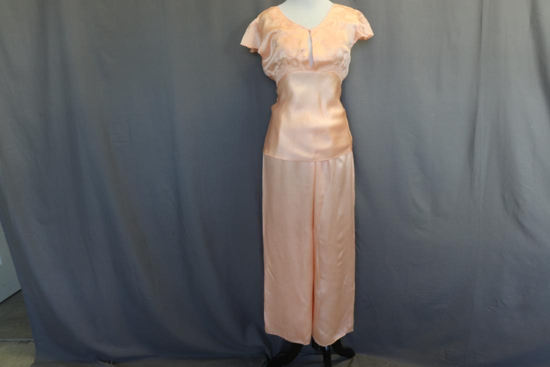 1930's Peach Pajama Set with Embroidery (1 of 4)