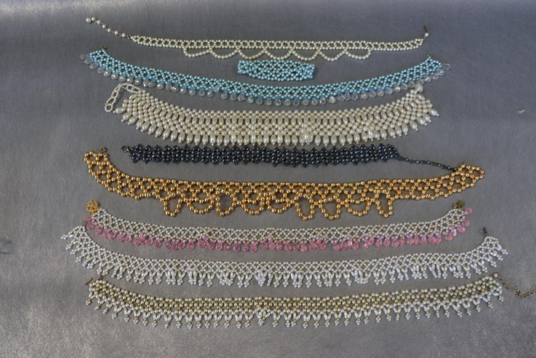 Lot of 8 Vintage Beaded Necklace, Chokers: All in good condition, measure from 12 to 18" long.