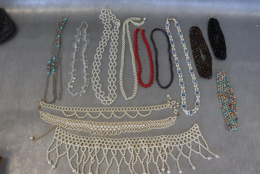 Large Lot Faux Pearl and Colored Beaded Necklaces,: Variety pearl tones, and color beading, necklaces and chokers. All in very good condition.
