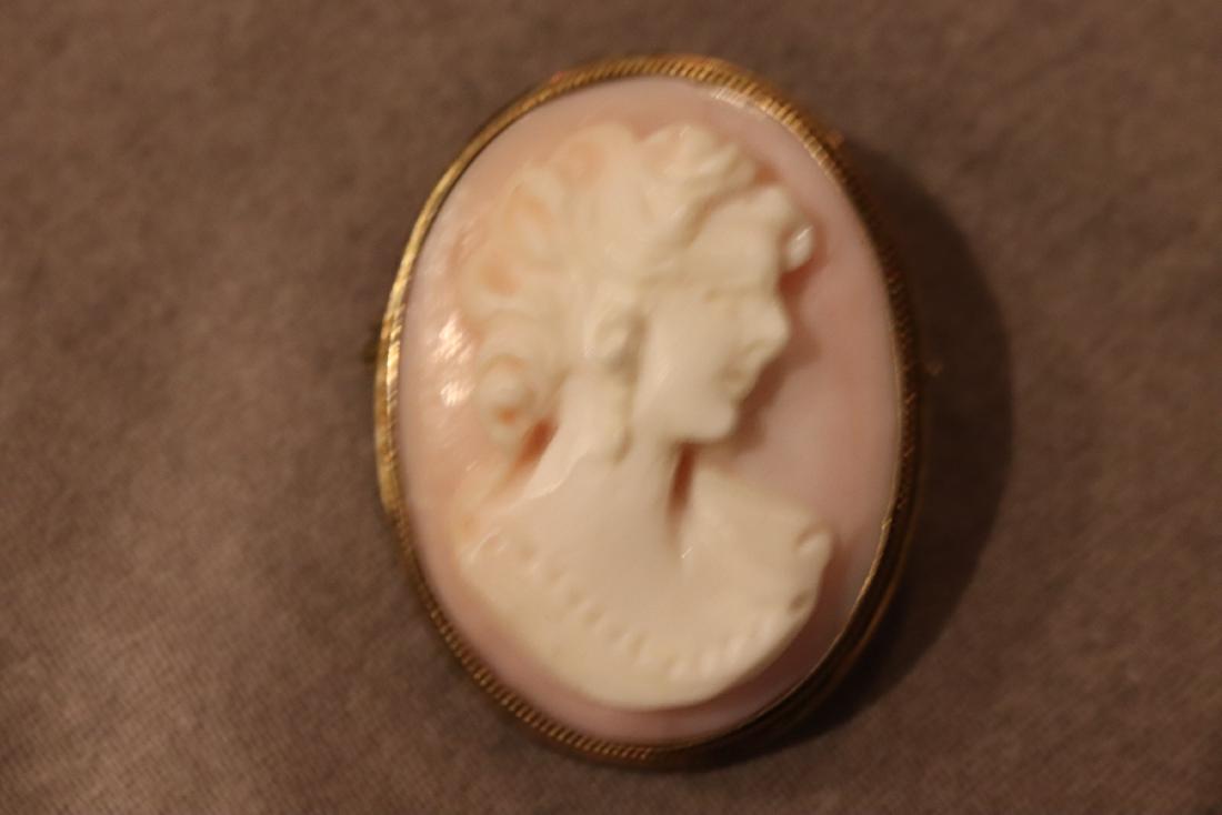Vintage Carved Cameo, 800 Silver, Woman: carved cameo, approx. 1 1/8 inches