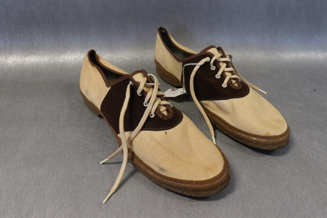 Vintage Canvas Saddle Shoes: Size 8, rubber bottoms, velveteen on canvas uppers, very little wear.