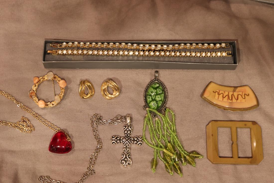 Lot Vintage Jewelry Brooch, Necklaces, Bracelets: 2-Bellissima Choice rhinestone tennis bracelets, others. Good condition