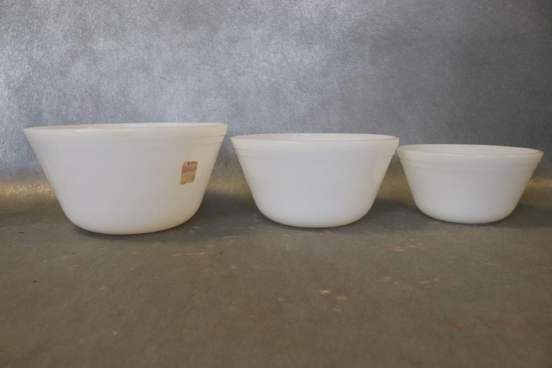 Set of White Fire King Nesting Bowls: set of 3, approx. size 8, 7, & 6, unused condition