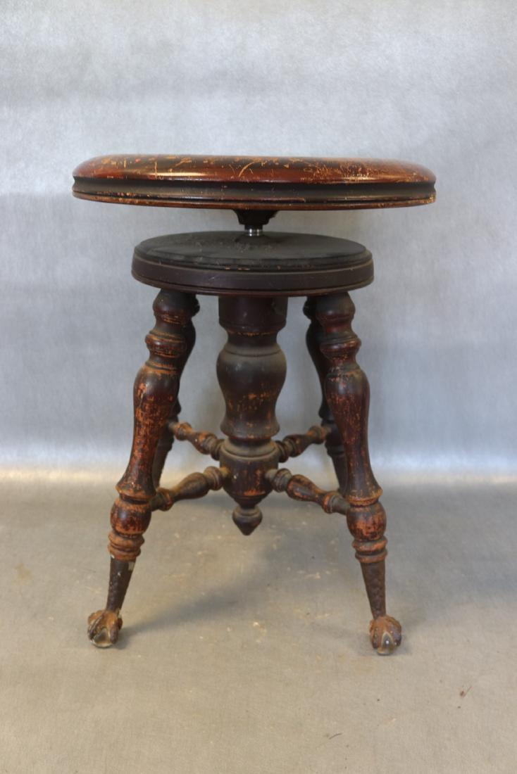 Antique Piano Stool with Glass ball & claw feet: solid stool, see photo's for condition, spins to adjust height