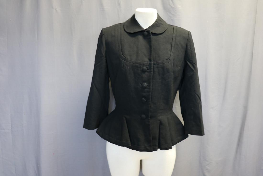 1950's Lilli Ann Black Linen Peplum Jacket (1 of 5)