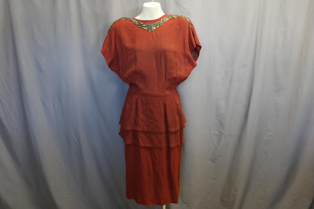 Vintage 1940's Crepe & Sequin Dress (1 of 9)