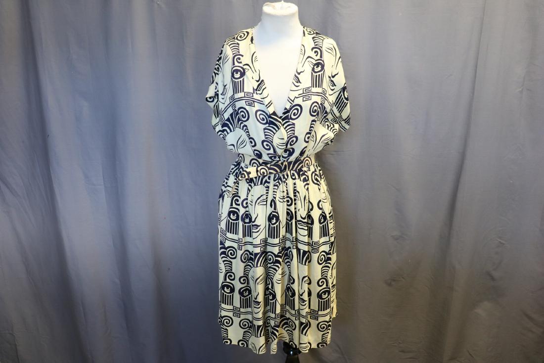 1940's Rayon Face Print Shirt Waist Dress (1 of 8)