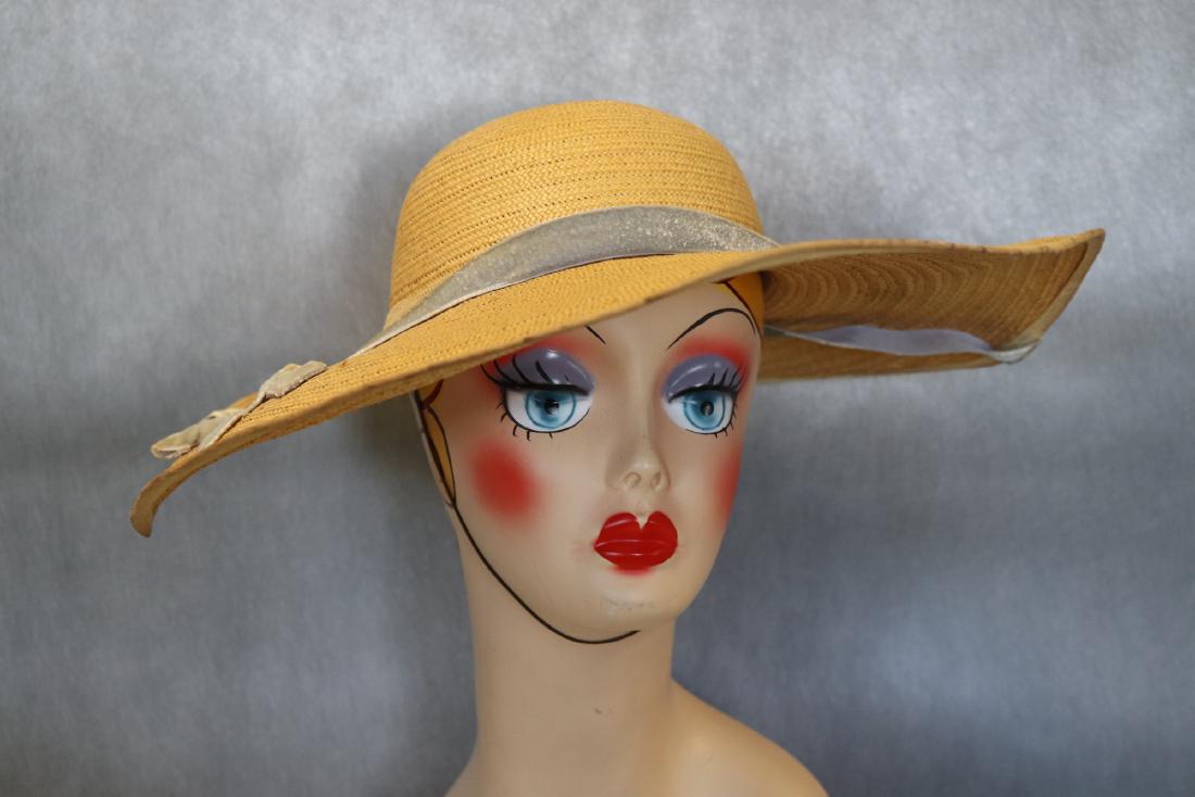 1930's Wide Brim Straw Hat by Burdines (1 of 8)