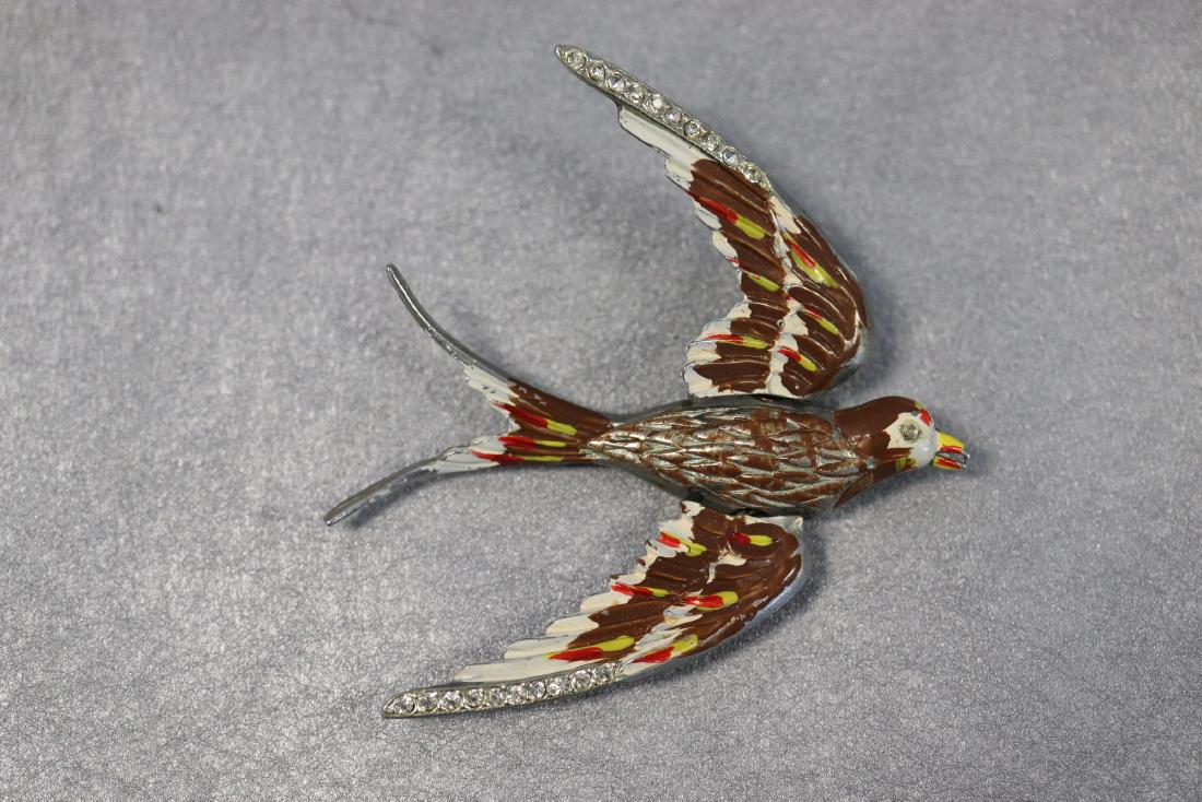 Vintage Enamel & Rhinestone Swallow Bird Brooch (1 of 4)