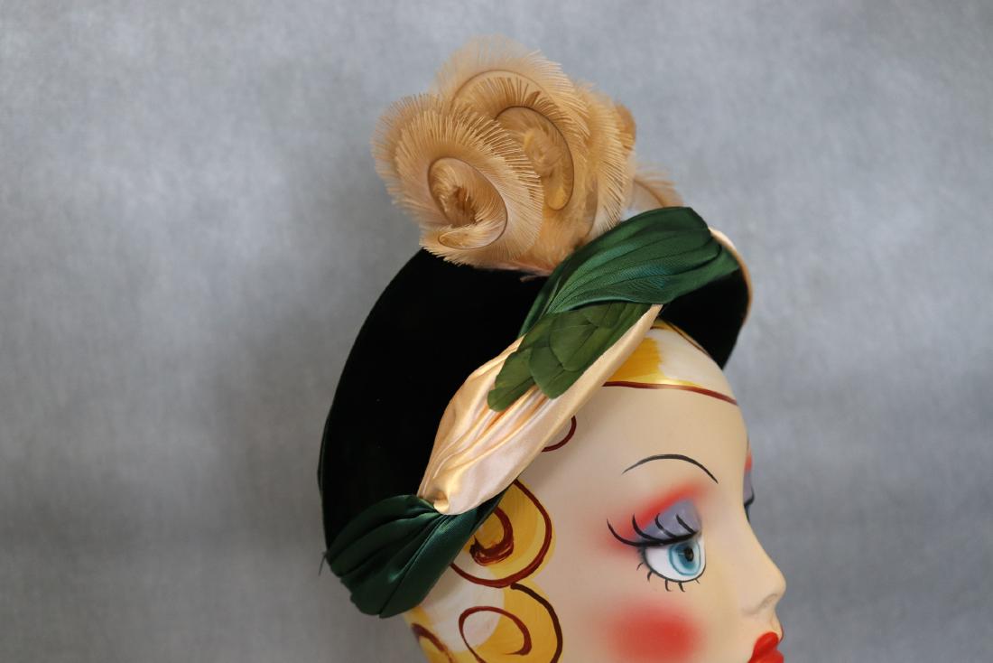 Vintage 'Gertrude's Velvet & Feather Capulet Hat (1 of 6)