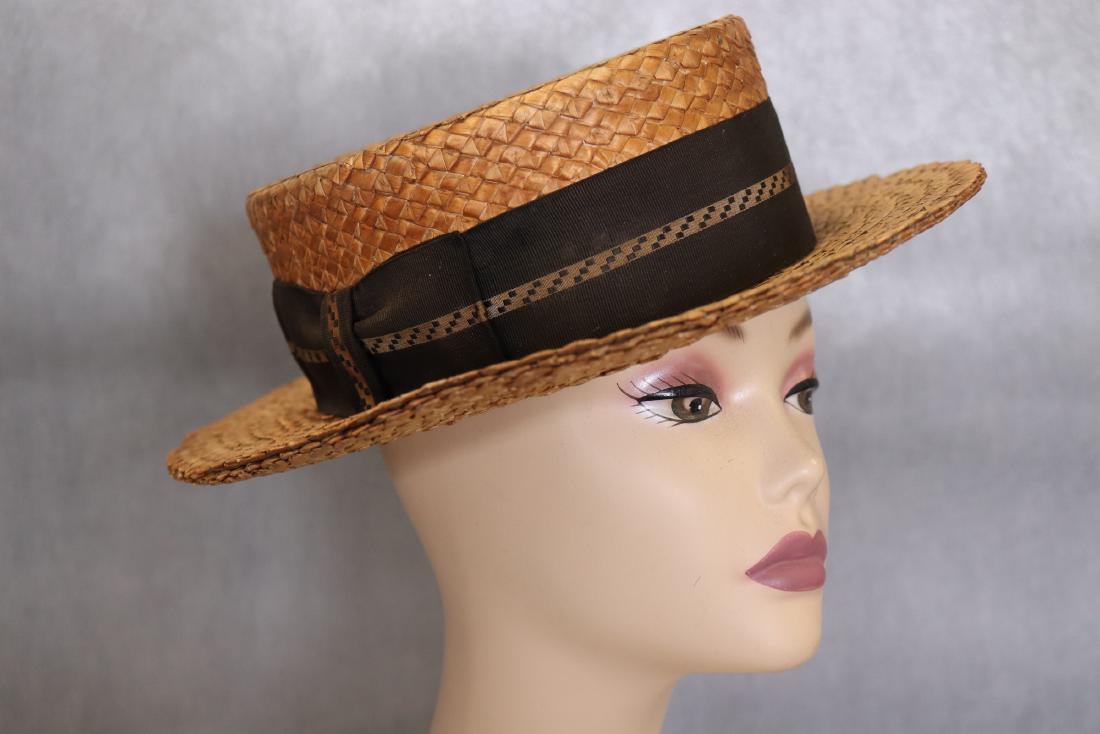 Antique Men's Boater Straw Hat (1 of 5)