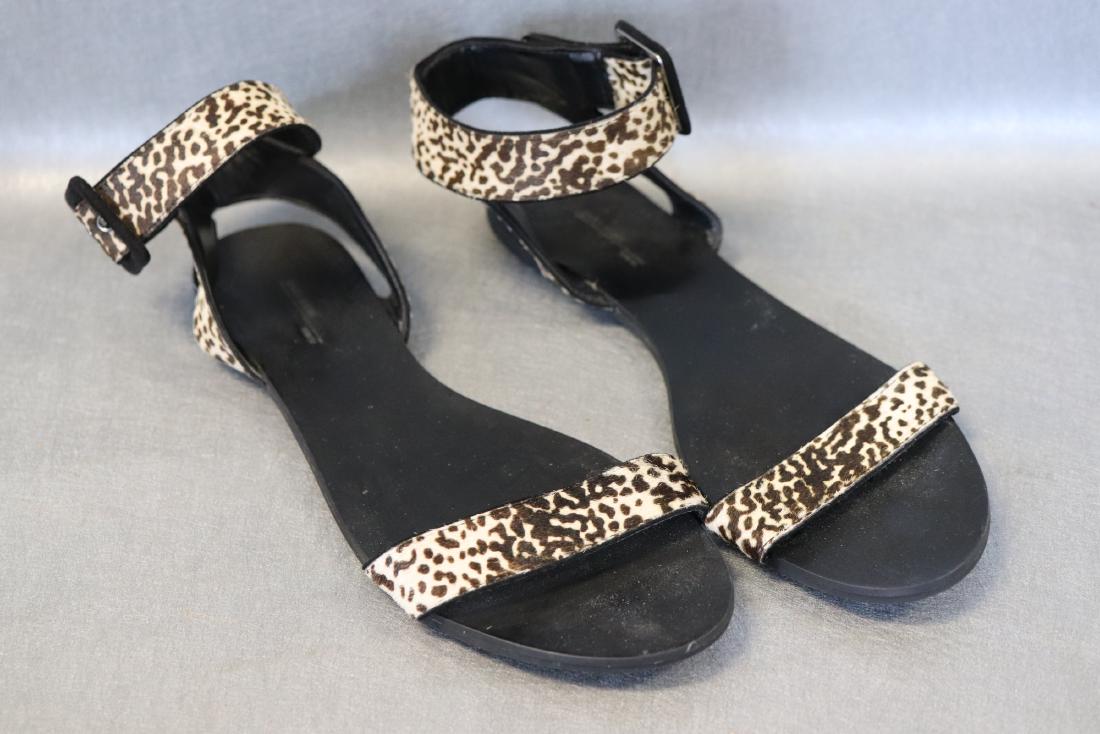 Printed Fur Zara Basic Sandals: Size 39 made in Europe (size 8 1/2 US), black flexible bottoms, printed fur, some light soil and wear.