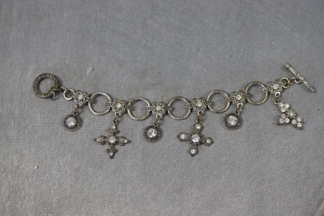 Silver-Tone Charm Bracelet w Rhinestones (1 of 4)