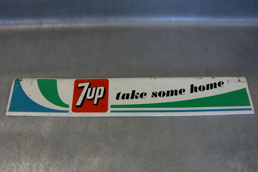 Vintage 7-Up Store Display Metal Door Push Sign (1 of 5)