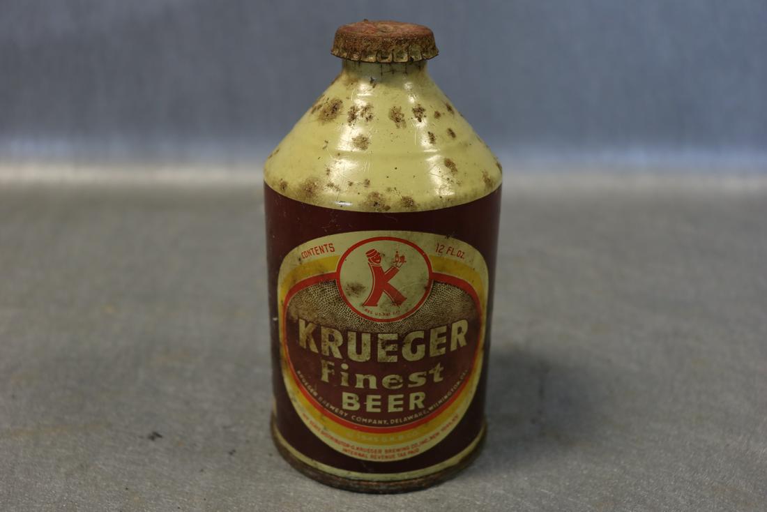 Vintage Krueger Finest Cone Top Beer Can: 2 1/2" across, 5 1/2" tall, some wear, see photos