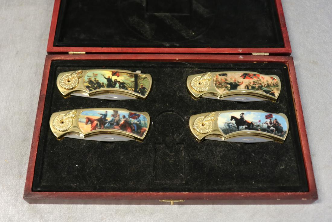 Lot of 4 Pocket Knives w Historical Scenes (1 of 5)