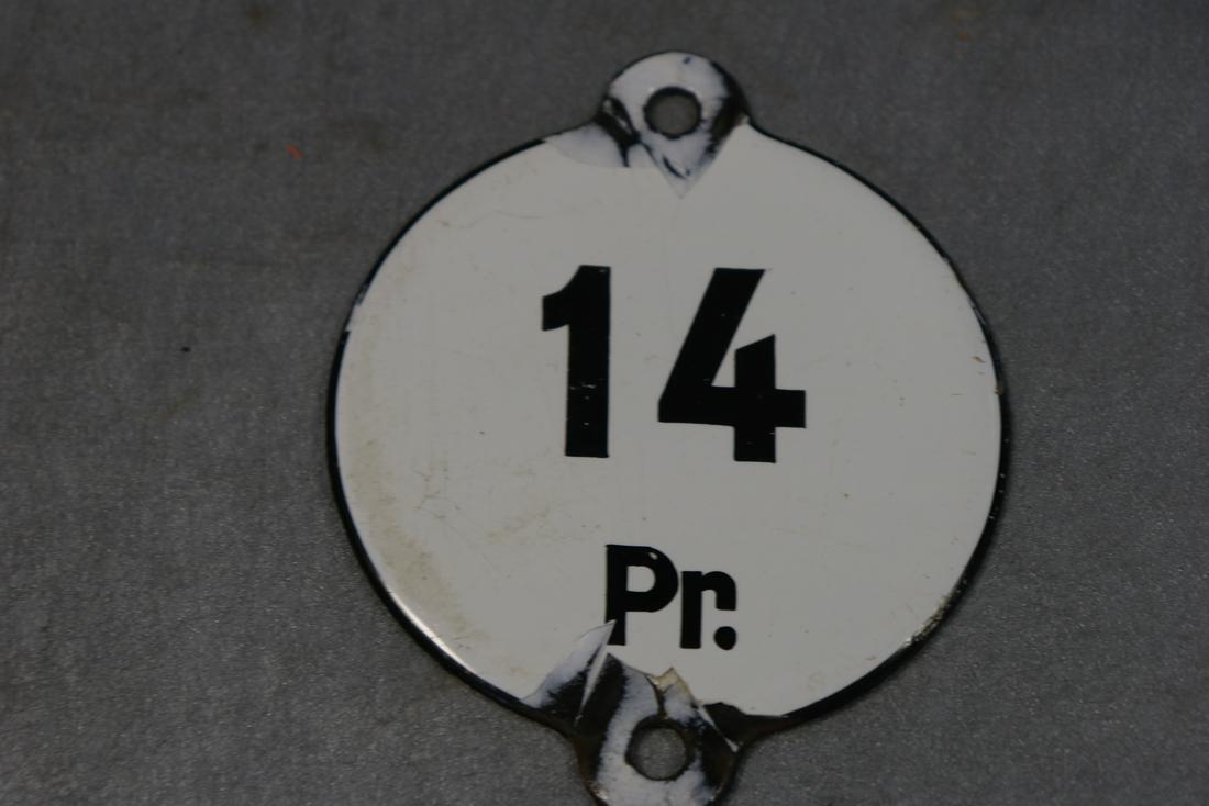Antique Porcelain Sign, "14 Pr" (1 of 2)