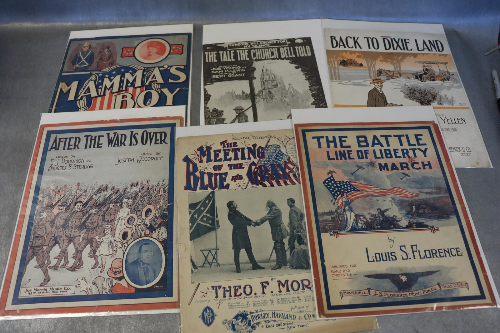 Lot of 6 Antique Military Sheet Music: See photo for condition.