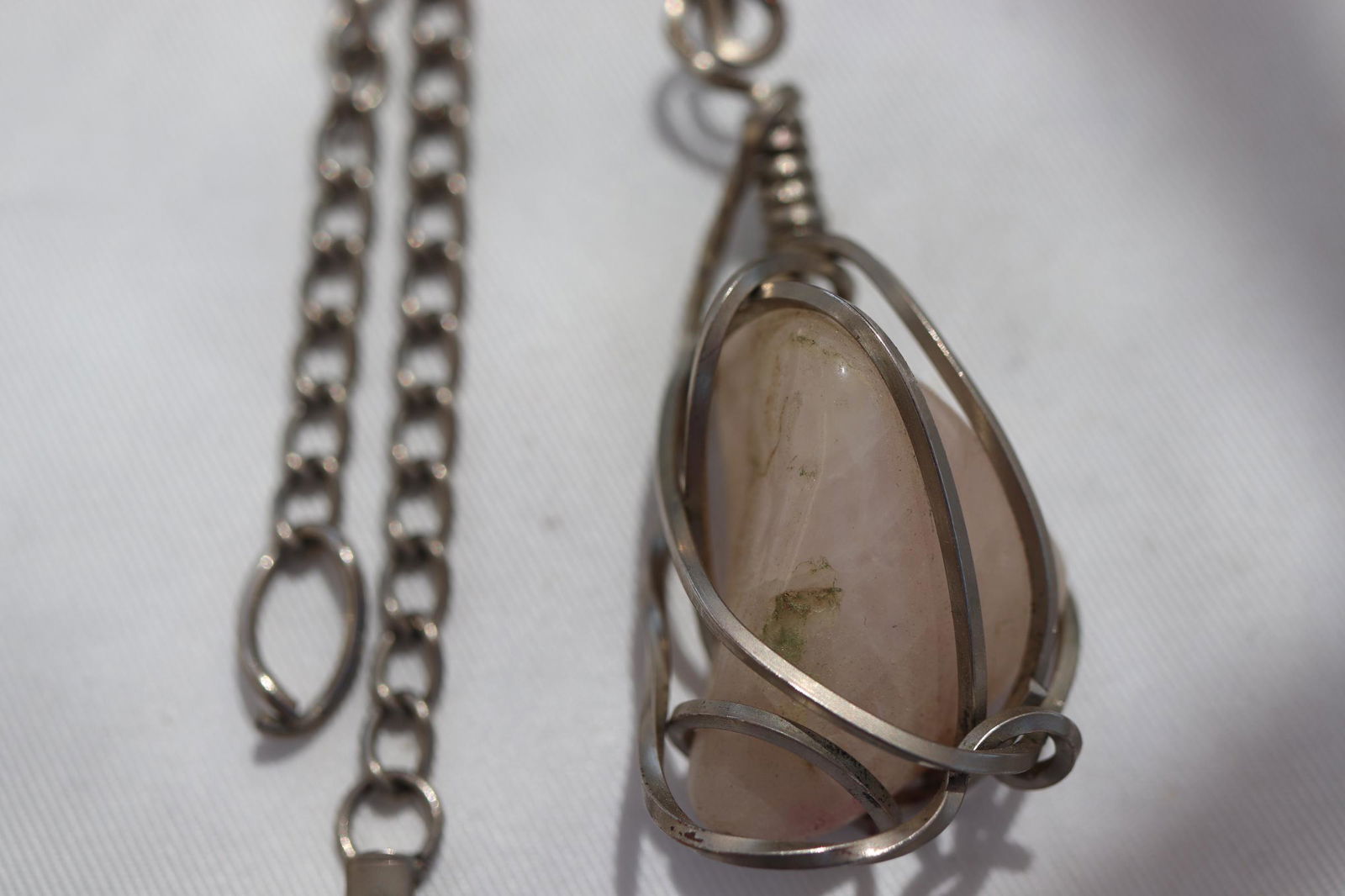 Hand Made Necklace with Large Rose Quartz Stone (1 of 7)