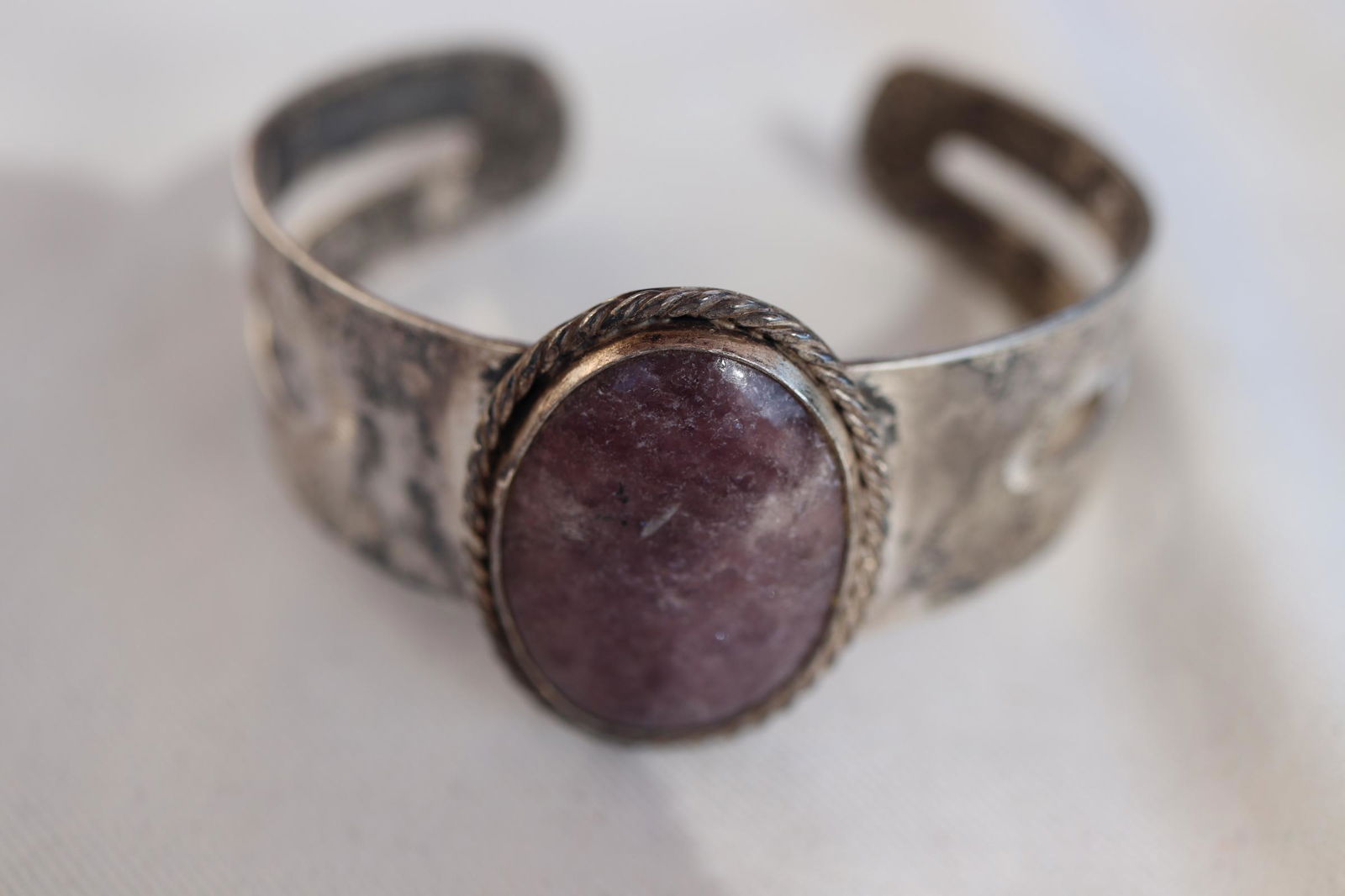 Sterling Cuff Bracelet Purple Stone (1 of 4)