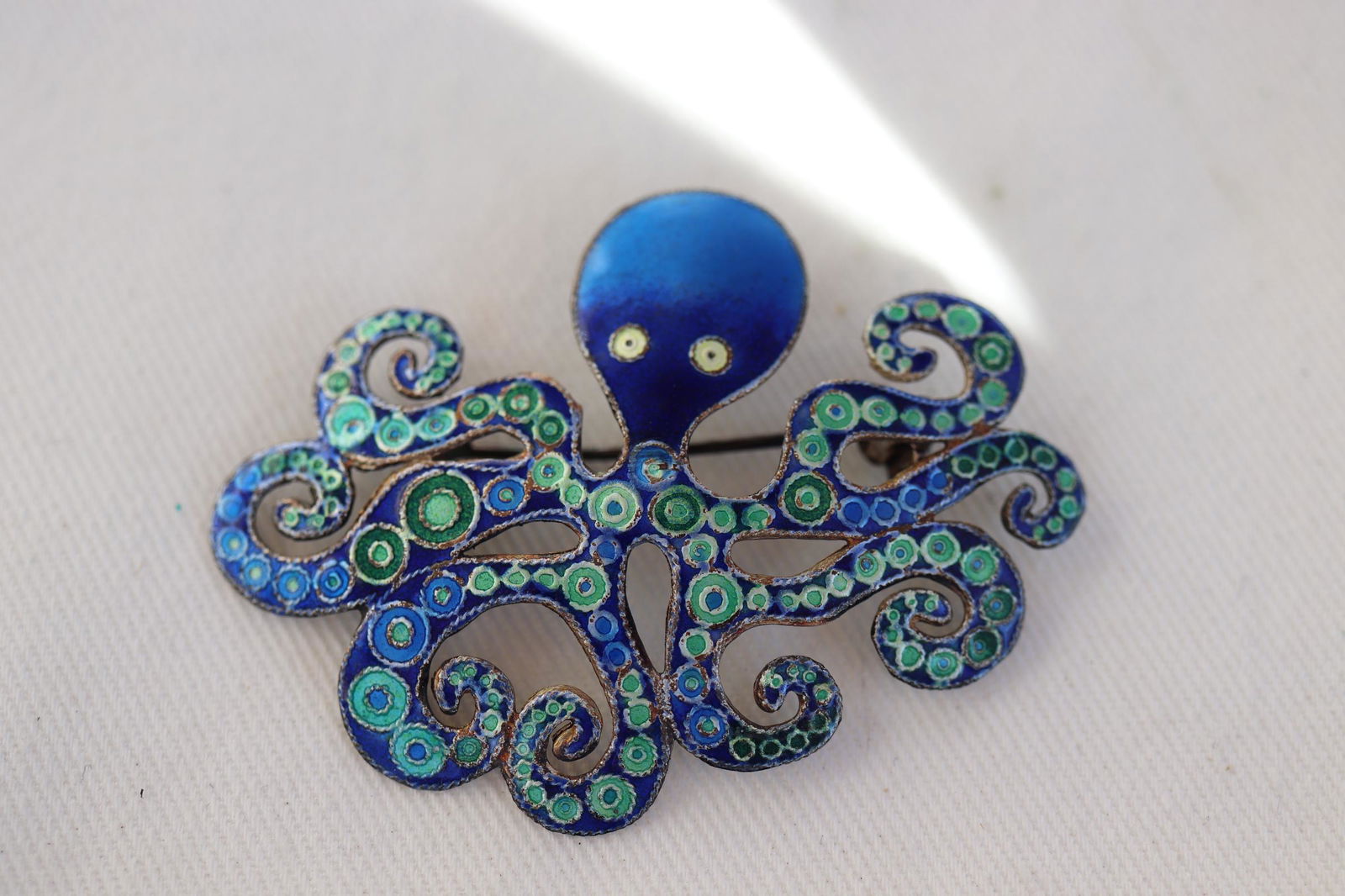 Vintage Hand Painted Enamel Octopus Brooch (1 of 3)
