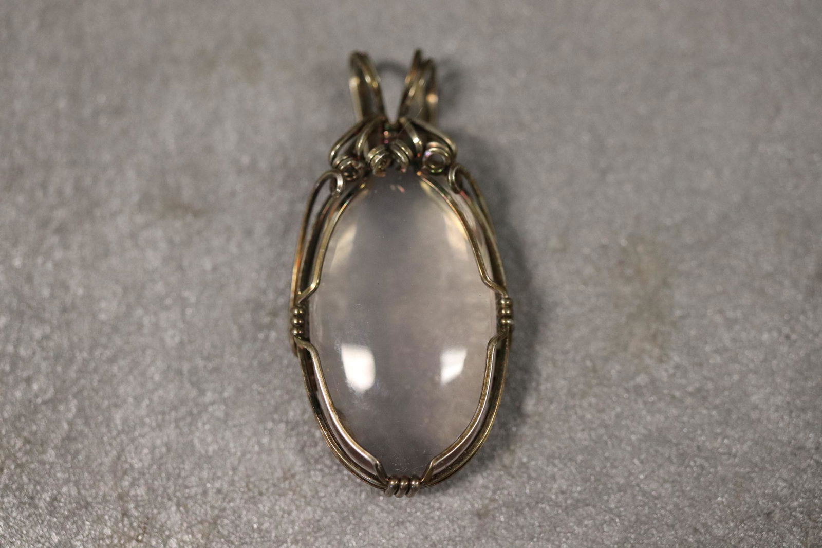 Vintage Necklace Pendant With Clear Stone (1 of 4)
