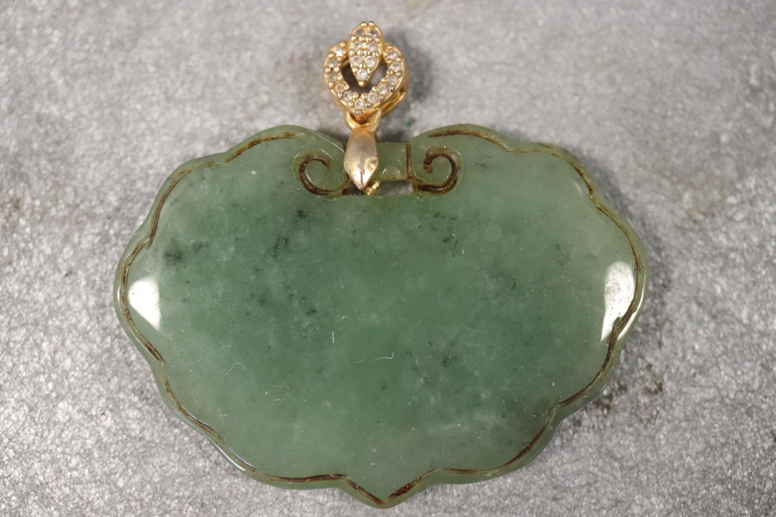 Vintage Hand Carved Green Jade Necklace Pendant (1 of 5)