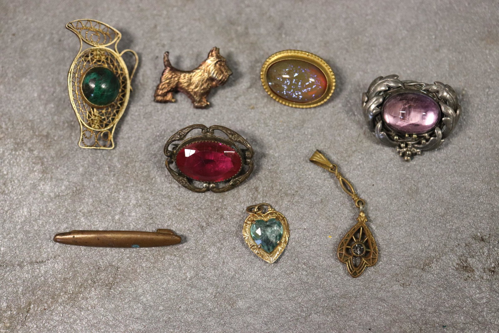 Lot of Vintage & Antique Pendants & Brooches: sterling and other, nice lot