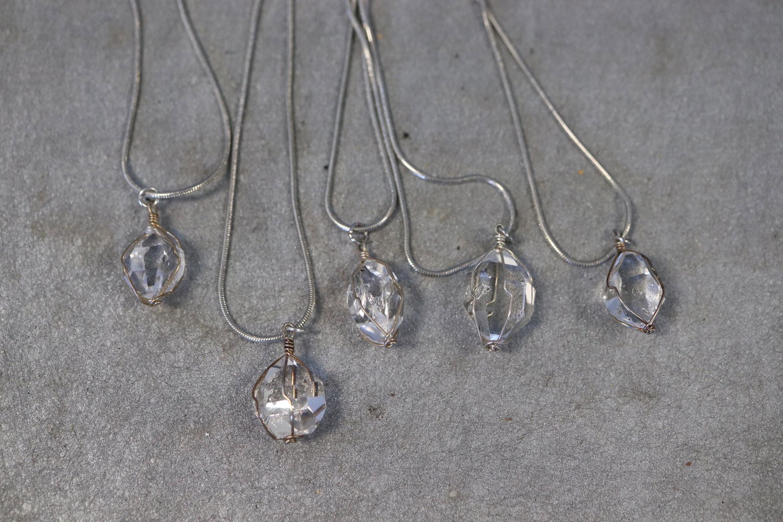 Lot of 5 Herkimer Diamond Silver tone Necklaces (1 of 5)