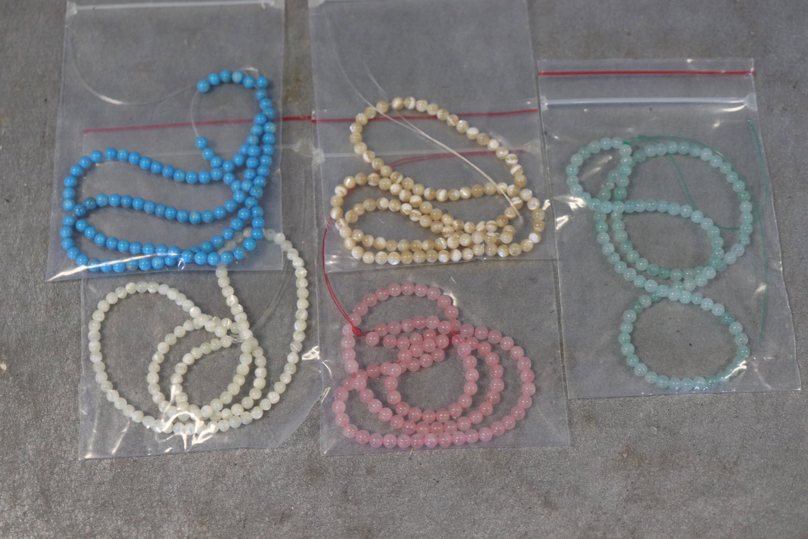 Lot of 5 Unfinished Jade Bead Necklaces: Ready to be made into necklaces/bracelets.