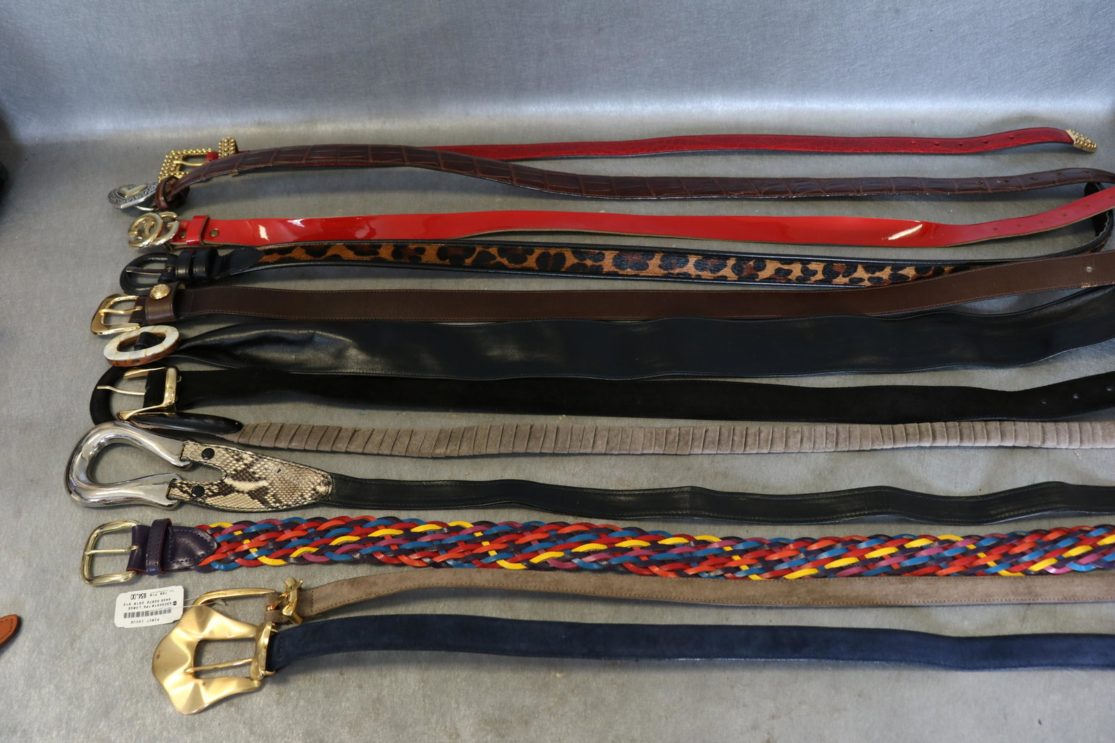 Lot of 12 Vintage Belts, Leather, Suede, Patent: Nice selection of good quality belts, various styles and sizes.