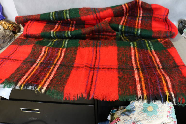 Vintage David Jones Wool & Mohair Throw With Fringe,