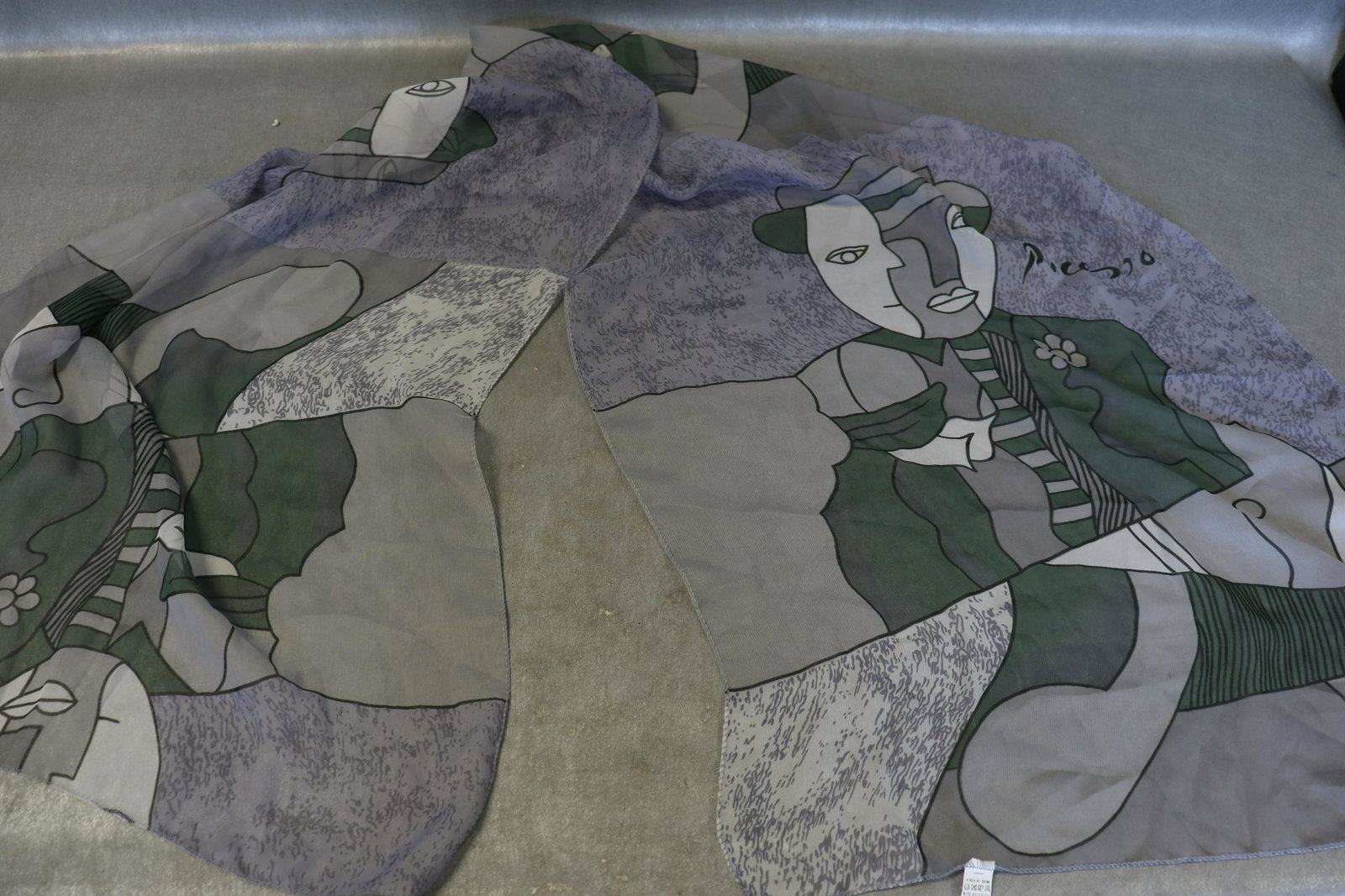 Vintage Picasso Scarf, Korea: Measures approx. 20x62, great condition. Polyester.