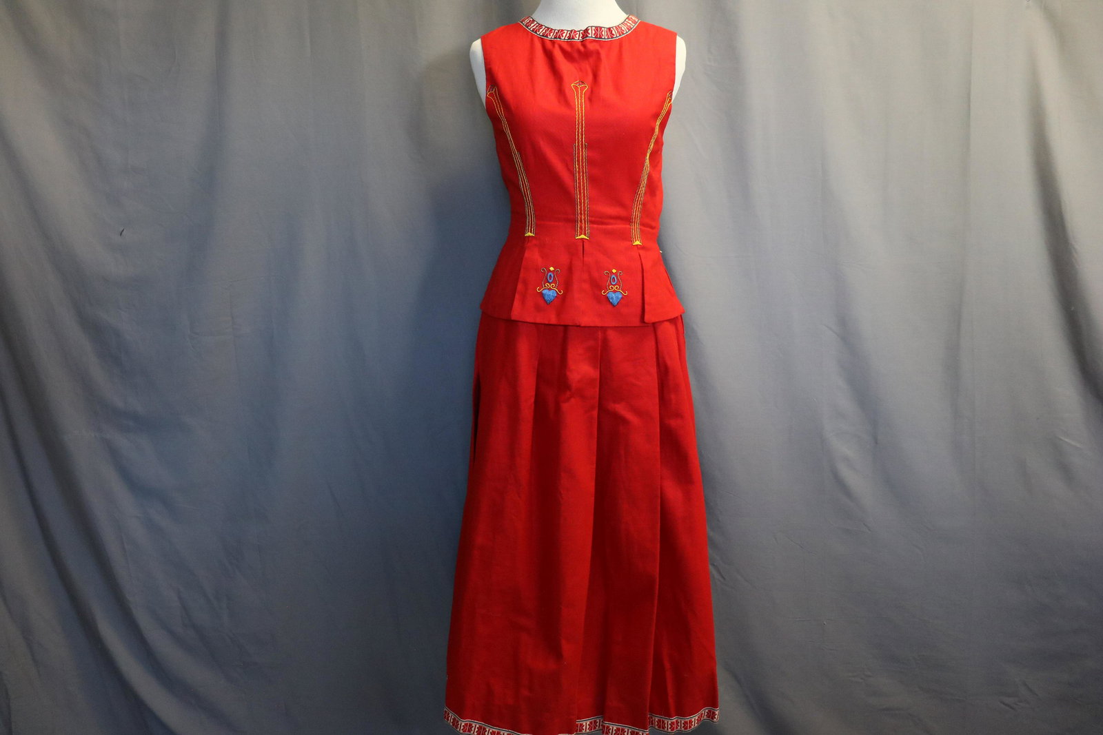 Vintage Red Ethnic Skirt and Embroidered Vest (1 of 6)