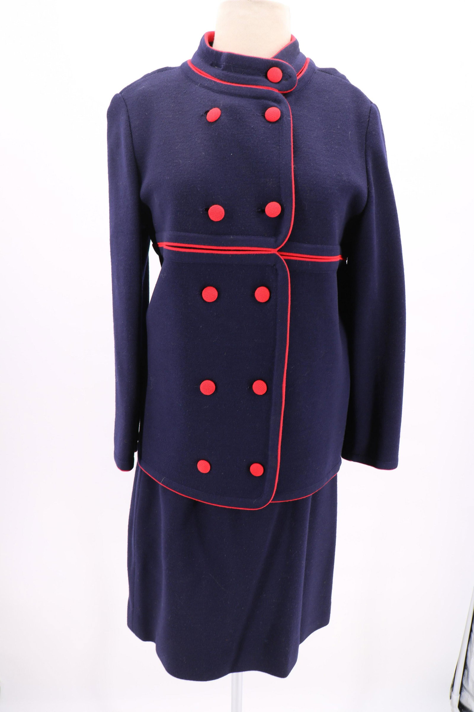 Navy Blue Vintage Wool Knit Suit (1 of 8)