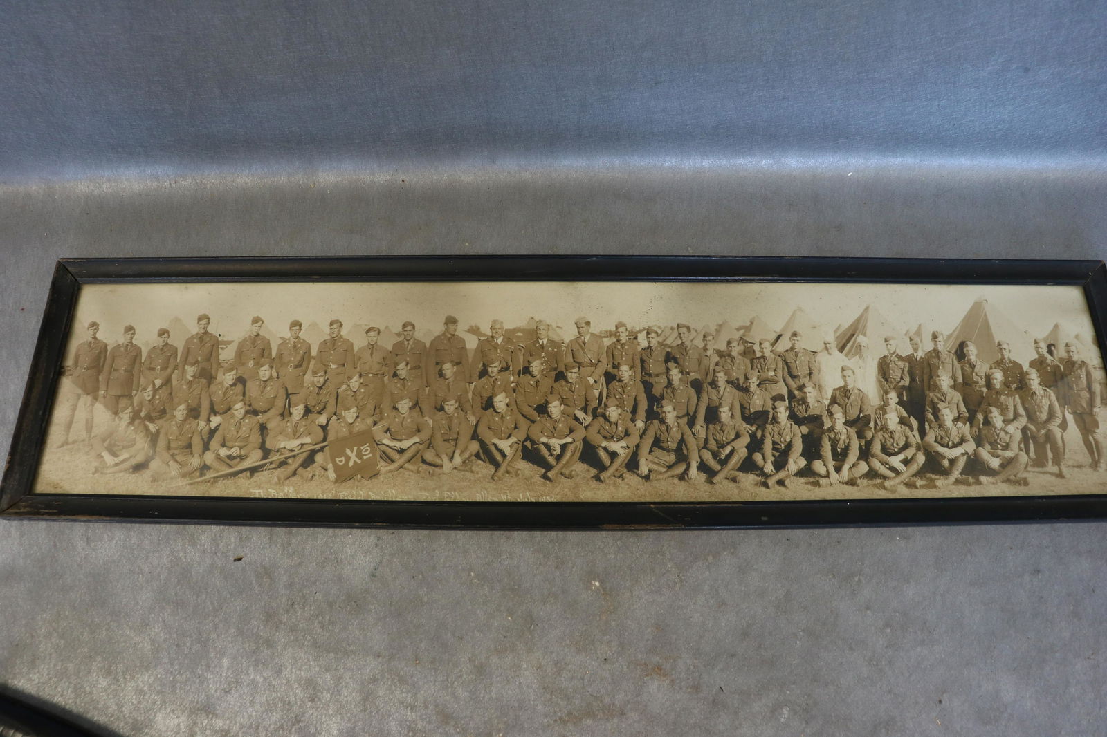 Panoramic Military Photo, July 1936: D. Battery 101st Field Artillery Fort Ethan Allen VT, approx. 33 inches long x 8 inches