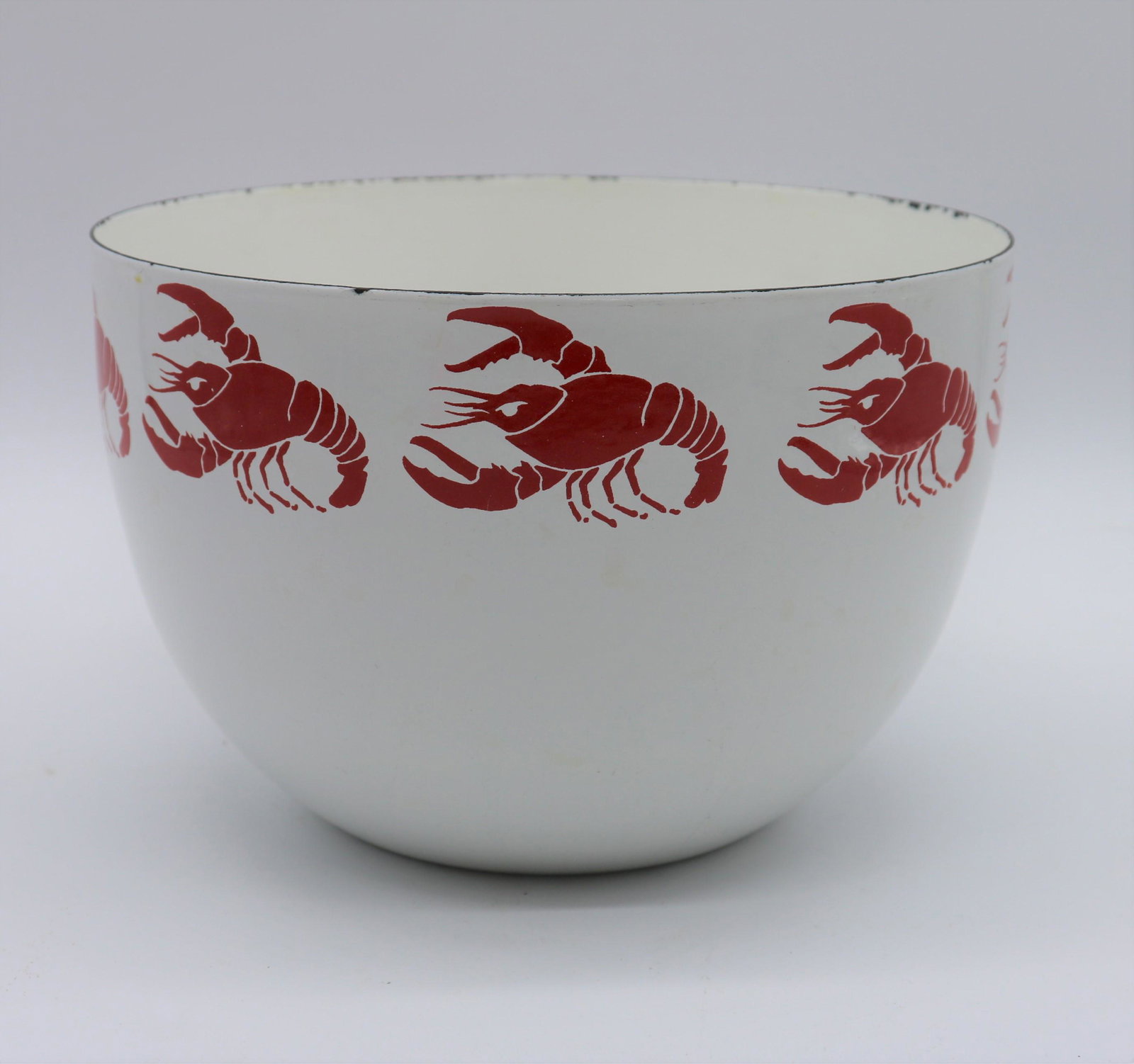 KAJ FRANK ARABIA' Enamel Lobster Bowl: Approx. 8 1/2" across, some small chips, see photo.