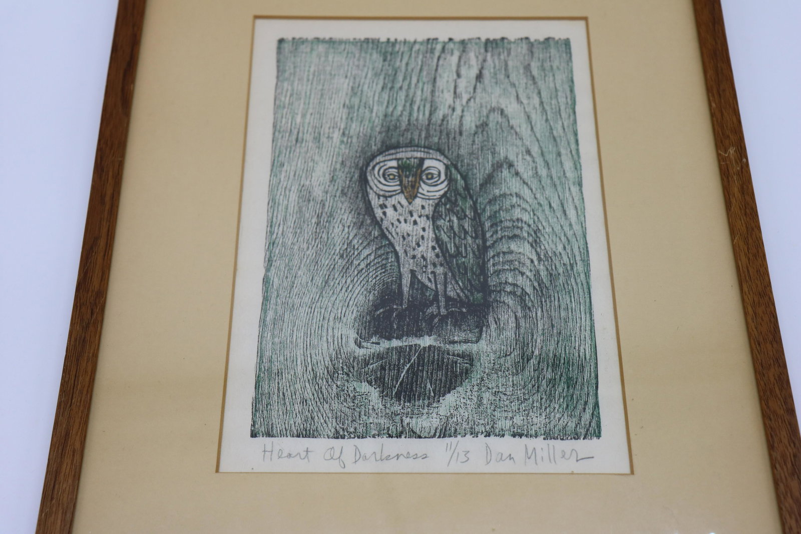 Dan Miller Wood Block Print, Signed: Heart of Darkness, numbered 11/13, penciled signed, approx. 12 x 16 inches
